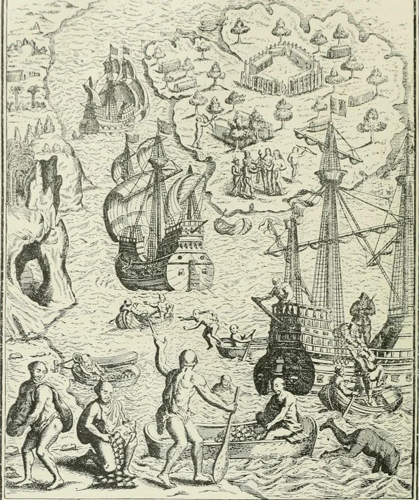 An illustration from Narrative and critical history of America, 1884, leaf 43