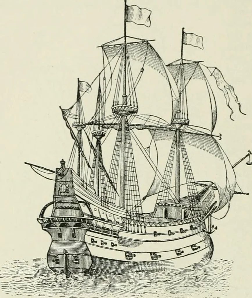 An illustration from Narrative and critical history of America, 1884, leaf 487