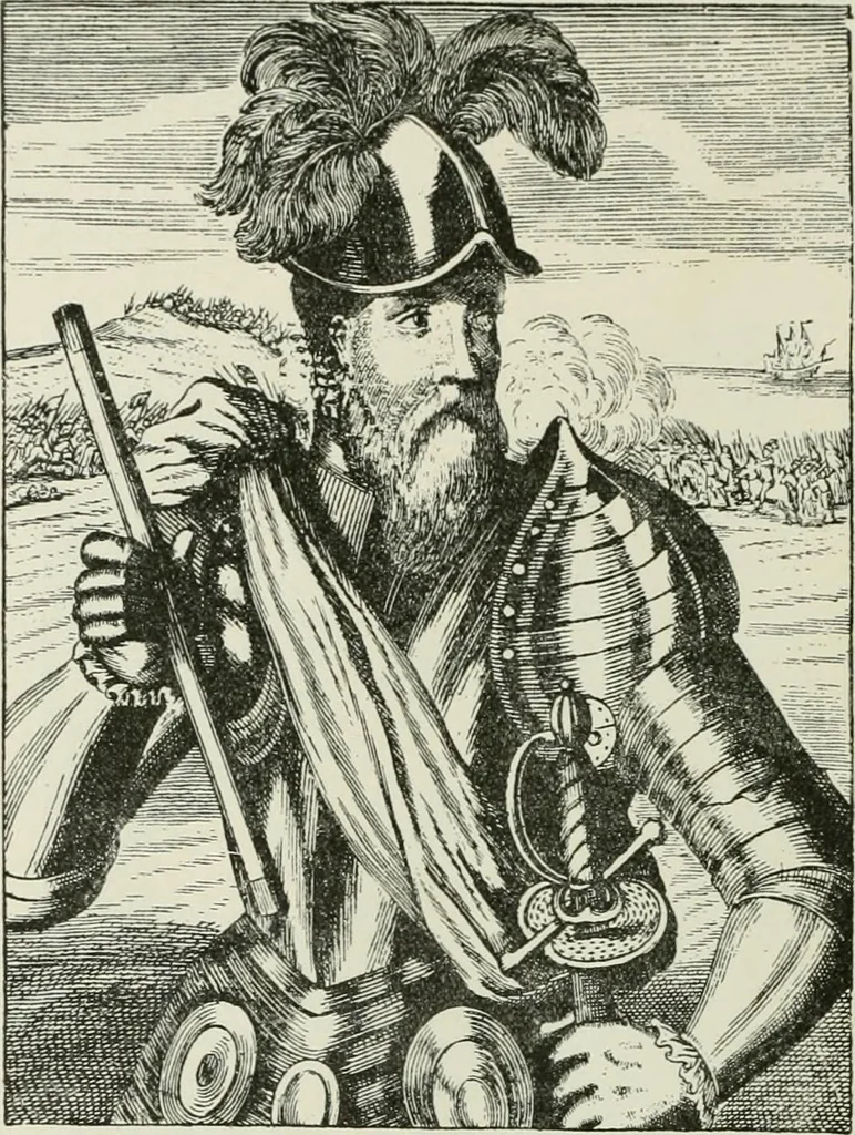 An illustration from Narrative and critical history of America, 1884, leaf 563