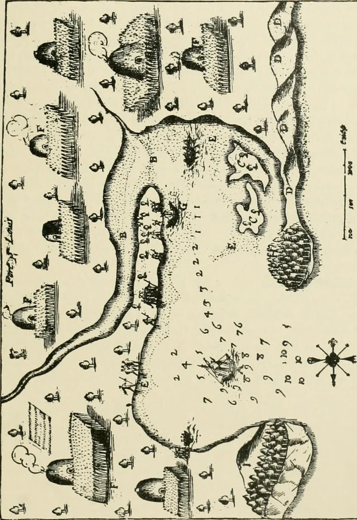 An illustration from Narrative and critical history of America, 1884, leaf 156