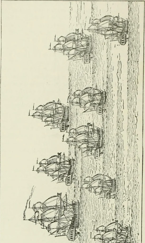 An illustration from Narrative and critical history of America, 1884, leaf 155