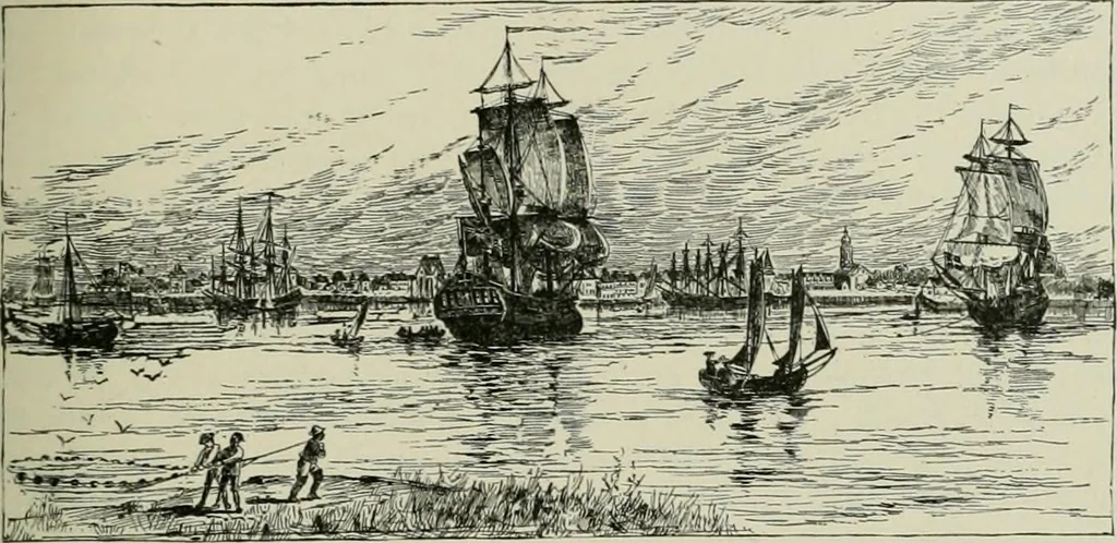 An illustration from Narrative and critical history of America, 1884, leaf 354