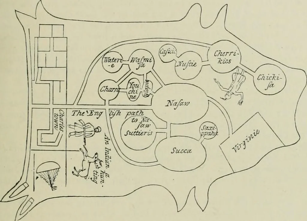An illustration from Narrative and critical history of America, 1884, leaf 372