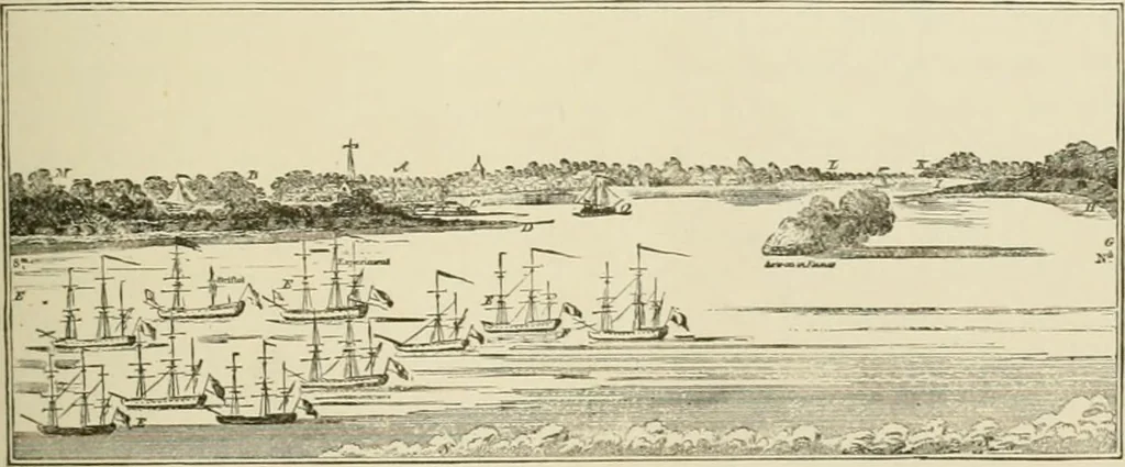 An illustration from Narrative and critical history of America, 1884, leaf 246