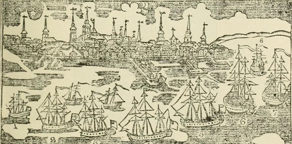 An illustration from Narrative and critical history of America, 1884, leaf 98