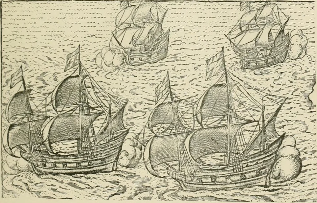 An illustration from Narrative and critical history of America, 1884, leaf 126