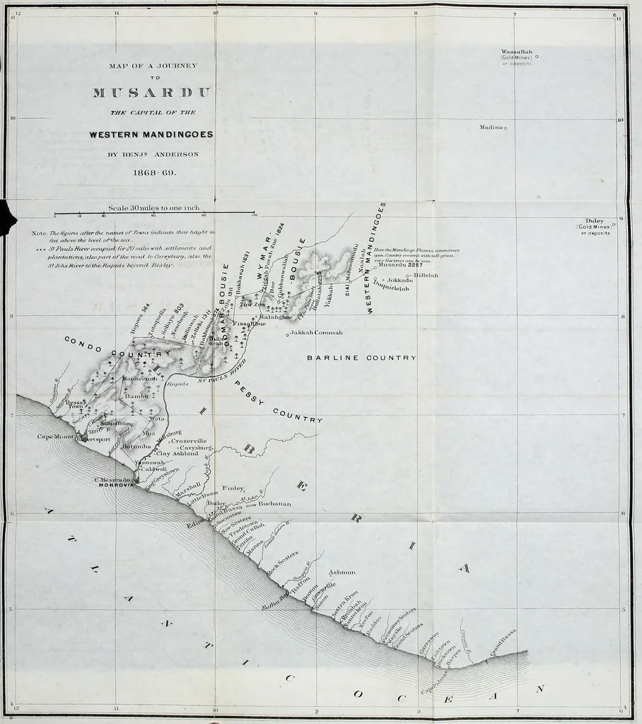 An illustration from Narrative of a journey to Musardu, the capital of the western Mandingoes, 1870, leaf 5