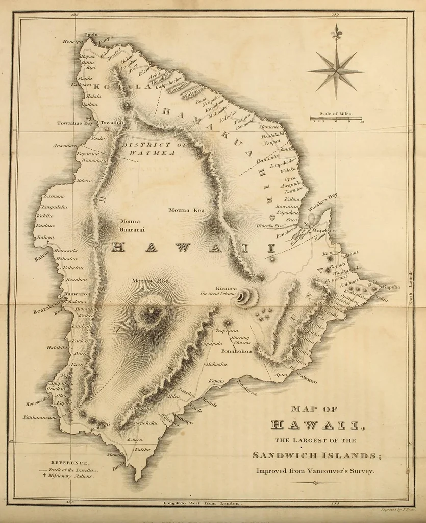 An illustration from Narrative of a tour through Hawaii, or Owhyhee with observations on the natural history of the Sandwich Islands, and remarks on the manners, customs, traditions, history, and language of their inhabitants, 1827, leaf 62