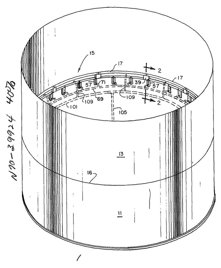 An illustration from Segmented back-up bar Patent, 1966, leaf 0
