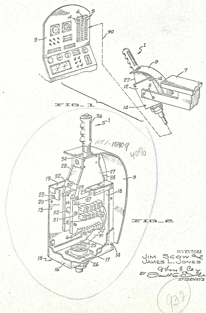 An illustration from Multiple circuit switch apparatus with improved pivot actuator structure Patent, 1966, leaf 1
