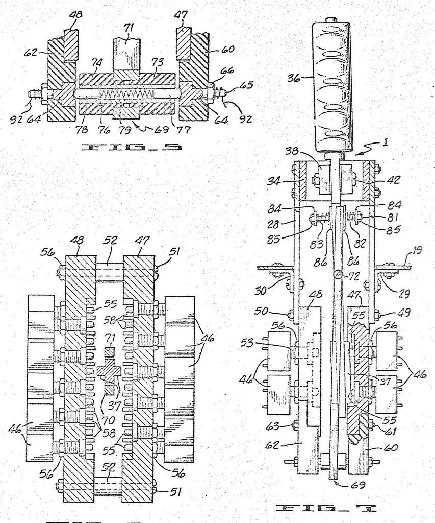 An illustration from Multiple circuit switch apparatus with improved pivot actuator structure Patent, 1966, leaf 3