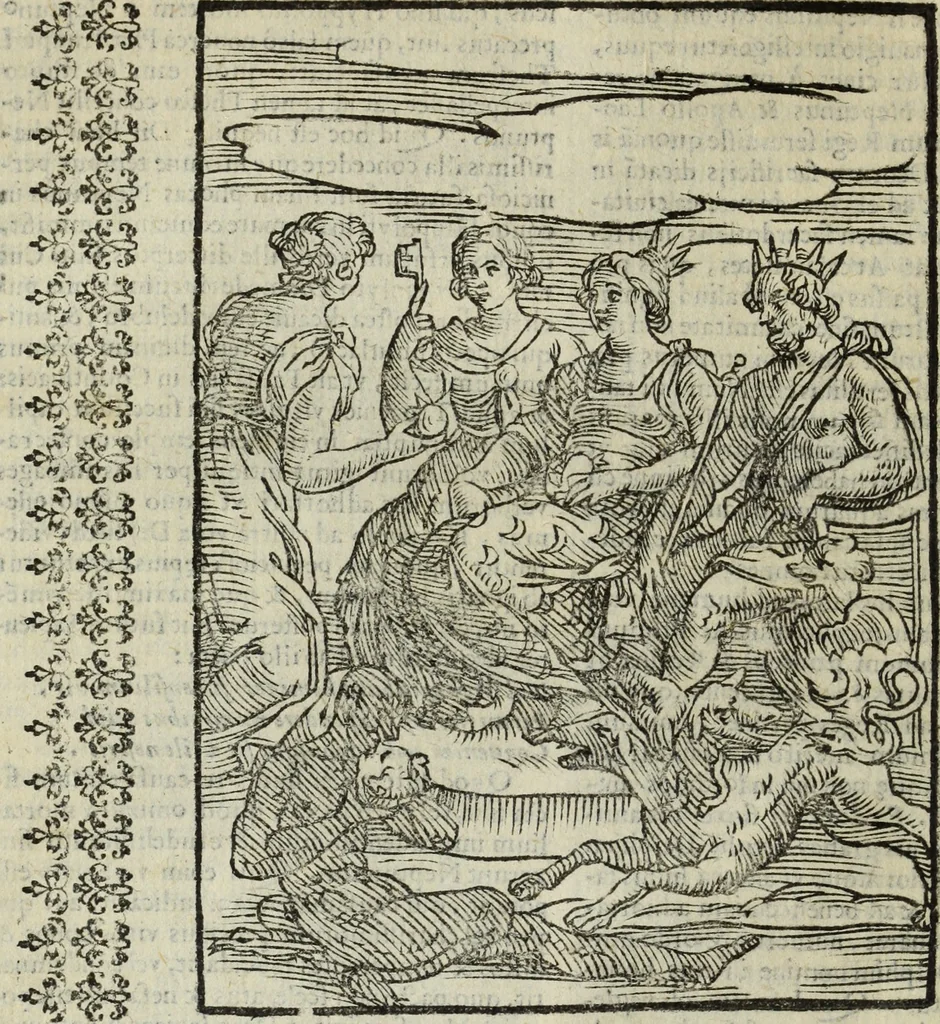 An illustration from Natalis Comitis Mythologiae, siue, Explicationis fabularum libri decem; in quibvs omnia prope naturalis et moralis philosophiae dogmata in veterum fabulis contenta fuisse perspicuè demonstratur, 1616, leaf 139