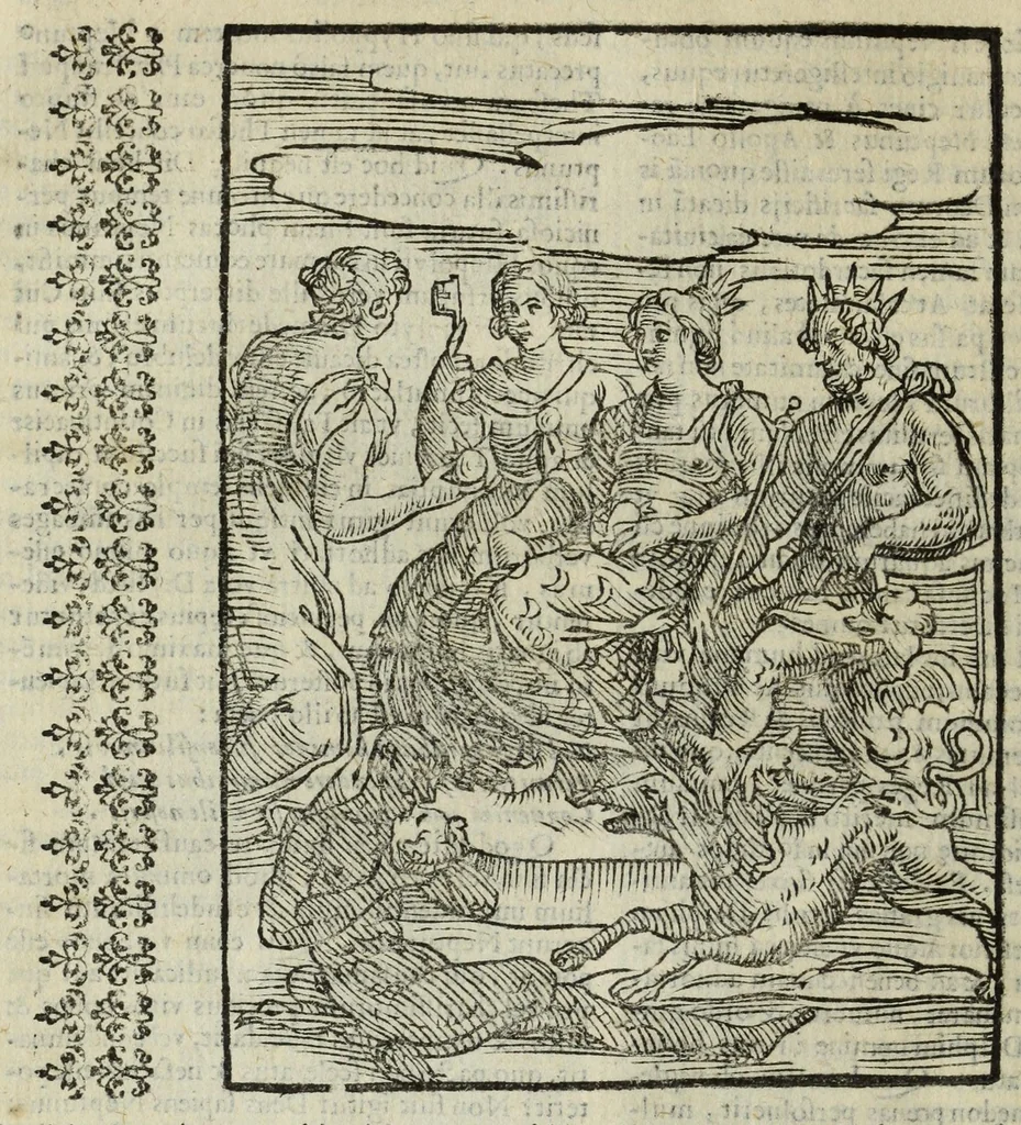 An illustration from Natalis Comitis Mythologiae, siue, Explicationis fabularum libri decem; in quibvs omnia prope naturalis et moralis philosophiae dogmata in veterum fabulis contenta fuisse perspicuè demonstratur, 1616, leaf 140