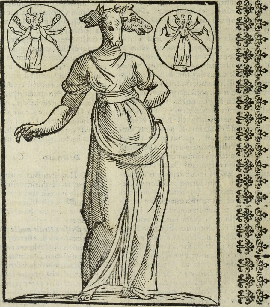 An illustration from Natalis Comitis Mythologiae, siue, Explicationis fabularum libri decem; in quibvs omnia prope naturalis et moralis philosophiae dogmata in veterum fabulis contenta fuisse perspicuè demonstratur, 1616, leaf 173