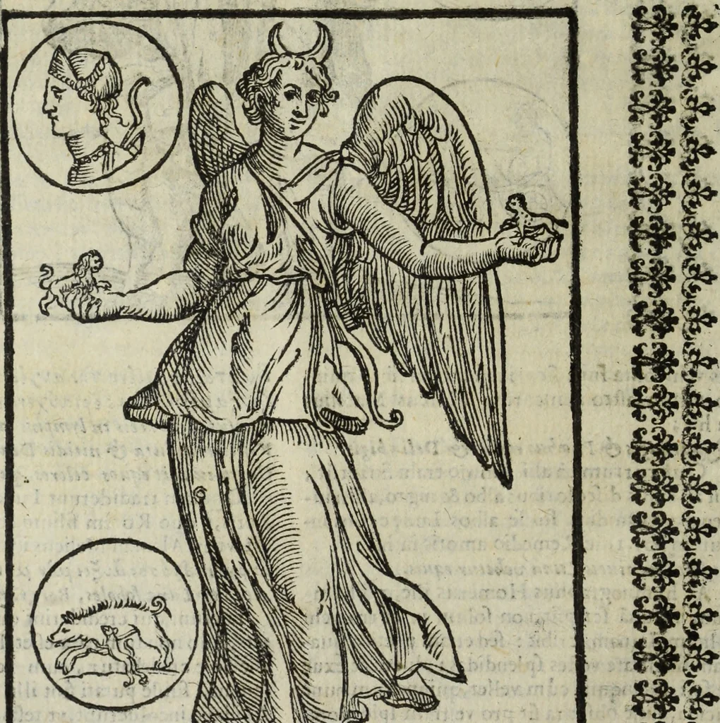 An illustration from Natalis Comitis Mythologiae, siue, Explicationis fabularum libri decem; in quibvs omnia prope naturalis et moralis philosophiae dogmata in veterum fabulis contenta fuisse perspicuè demonstratur, 1616, leaf 181