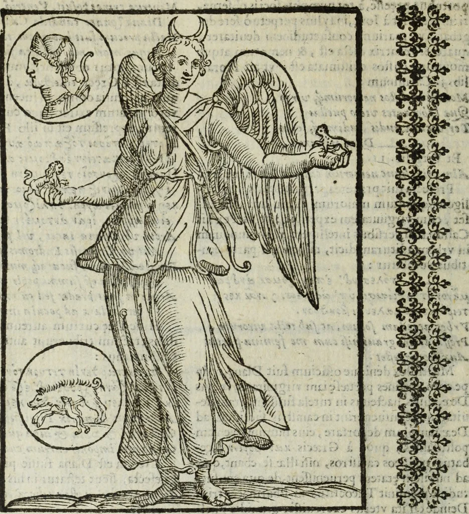 An illustration from Natalis Comitis Mythologiae, siue, Explicationis fabularum libri decem; in quibvs omnia prope naturalis et moralis philosophiae dogmata in veterum fabulis contenta fuisse perspicuè demonstratur, 1616, leaf 189