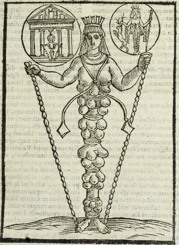 An illustration from Natalis Comitis Mythologiae, siue, Explicationis fabularum libri decem; in quibvs omnia prope naturalis et moralis philosophiae dogmata in veterum fabulis contenta fuisse perspicuè demonstratur, 1616, leaf 190