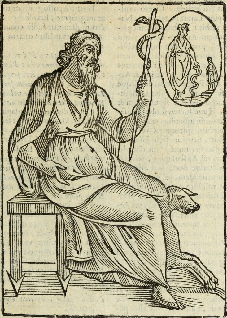 An illustration from Natalis Comitis Mythologiae, siue, Explicationis fabularum libri decem; in quibvs omnia prope naturalis et moralis philosophiae dogmata in veterum fabulis contenta fuisse perspicuè demonstratur, 1616, leaf 244