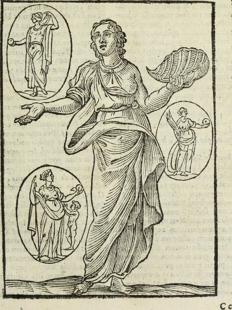 An illustration from Natalis Comitis Mythologiae, siue, Explicationis fabularum libri decem; in quibvs omnia prope naturalis et moralis philosophiae dogmata in veterum fabulis contenta fuisse perspicuè demonstratur, 1616, leaf 250