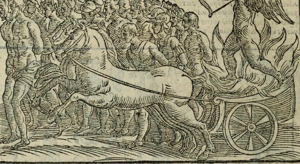 An illustration from Natalis Comitis Mythologiae, siue, Explicationis fabularum libri decem; in quibvs omnia prope naturalis et moralis philosophiae dogmata in veterum fabulis contenta fuisse perspicuè demonstratur, 1616, leaf 267
