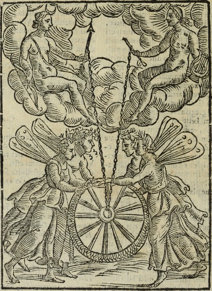 An illustration from Natalis Comitis Mythologiae, siue, Explicationis fabularum libri decem; in quibvs omnia prope naturalis et moralis philosophiae dogmata in veterum fabulis contenta fuisse perspicuè demonstratur, 1616, leaf 273