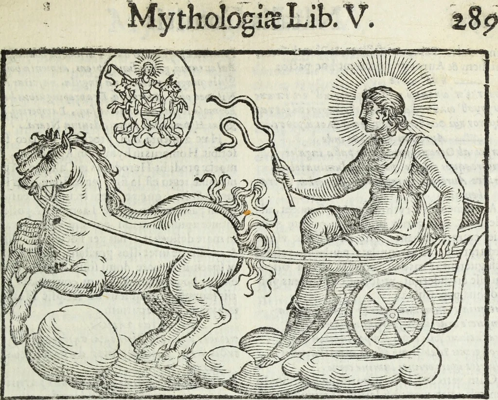 An illustration from Natalis Comitis Mythologiae, siue, Explicationis fabularum libri decem; in quibvs omnia prope naturalis et moralis philosophiae dogmata in veterum fabulis contenta fuisse perspicuè demonstratur, 1616, leaf 338