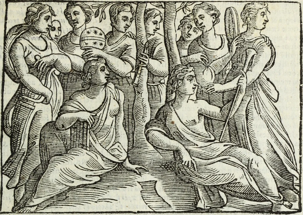 An illustration from Natalis Comitis Mythologiae, siue, Explicationis fabularum libri decem; in quibvs omnia prope naturalis et moralis philosophiae dogmata in veterum fabulis contenta fuisse perspicuè demonstratur, 1616, leaf 452