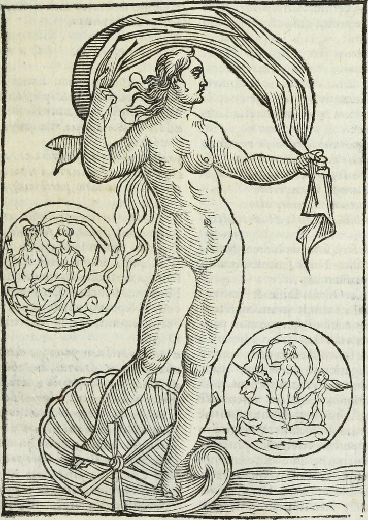 An illustration from Natalis Comitis Mythologiae, siue, Explicationis fabularum libri decem; in quibvs omnia prope naturalis et moralis philosophiae dogmata in veterum fabulis contenta fuisse perspicuè demonstratur, 1616, leaf 488