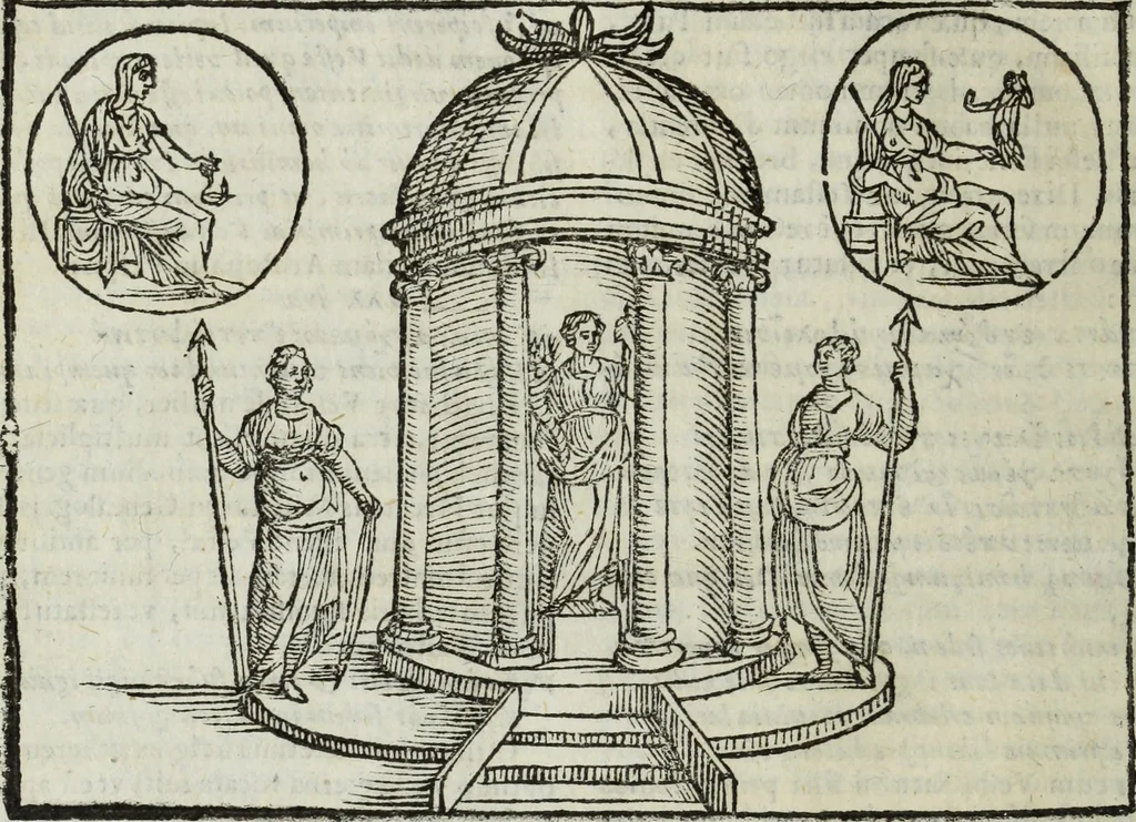 An illustration from Natalis Comitis Mythologiae, siue, Explicationis fabularum libri decem; in quibvs omnia prope naturalis et moralis philosophiae dogmata in veterum fabulis contenta fuisse perspicuè demonstratur, 1616, leaf 521