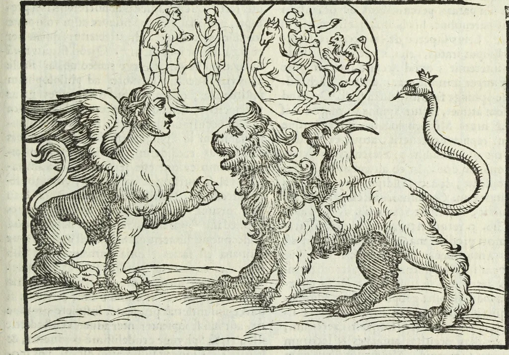 An illustration from Natalis Comitis Mythologiae, siue, Explicationis fabularum libri decem; in quibvs omnia prope naturalis et moralis philosophiae dogmata in veterum fabulis contenta fuisse perspicuè demonstratur, 1616, leaf 574