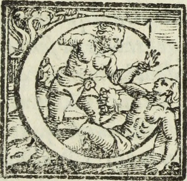 An illustration from Natalis Comitis Mythologiae, siue, Explicationis fabularum libri decem; in quibvs omnia prope naturalis et moralis philosophiae dogmata in veterum fabulis contenta fuisse perspicuè demonstratur, 1616, leaf 6
