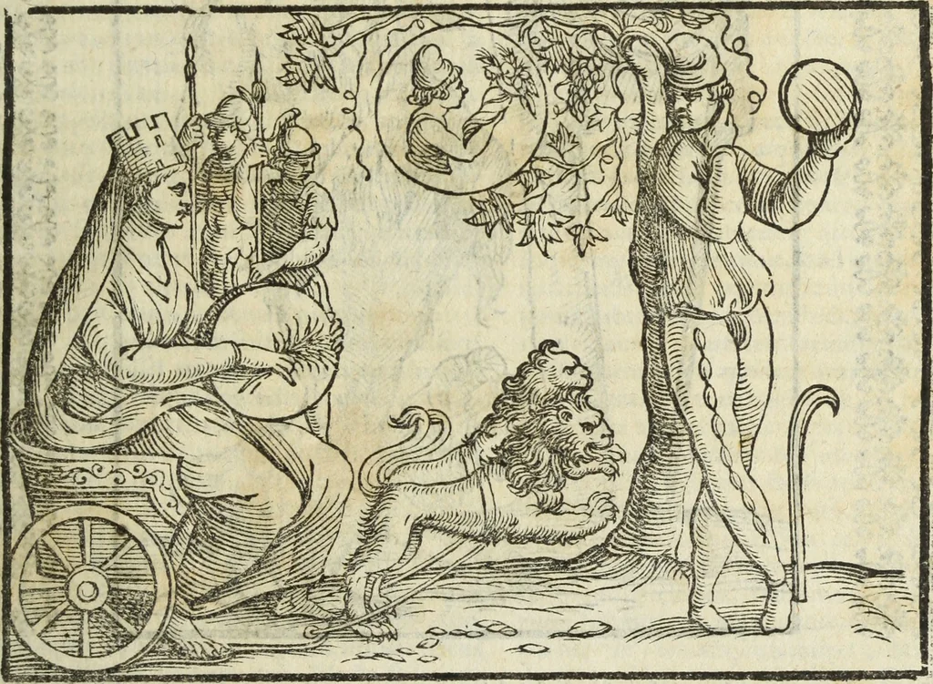 An illustration from Natalis Comitis Mythologiae, siue, Explicationis fabularum libri decem; in quibvs omnia prope naturalis et moralis philosophiae dogmata in veterum fabulis contenta fuisse perspicuè demonstratur, 1616, leaf 96