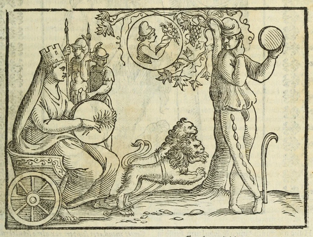 An illustration from Natalis Comitis Mythologiae, siue, Explicationis fabularum libri decem; in quibvs omnia prope naturalis et moralis philosophiae dogmata in veterum fabulis contenta fuisse perspicuè demonstratur, 1616, leaf 97
