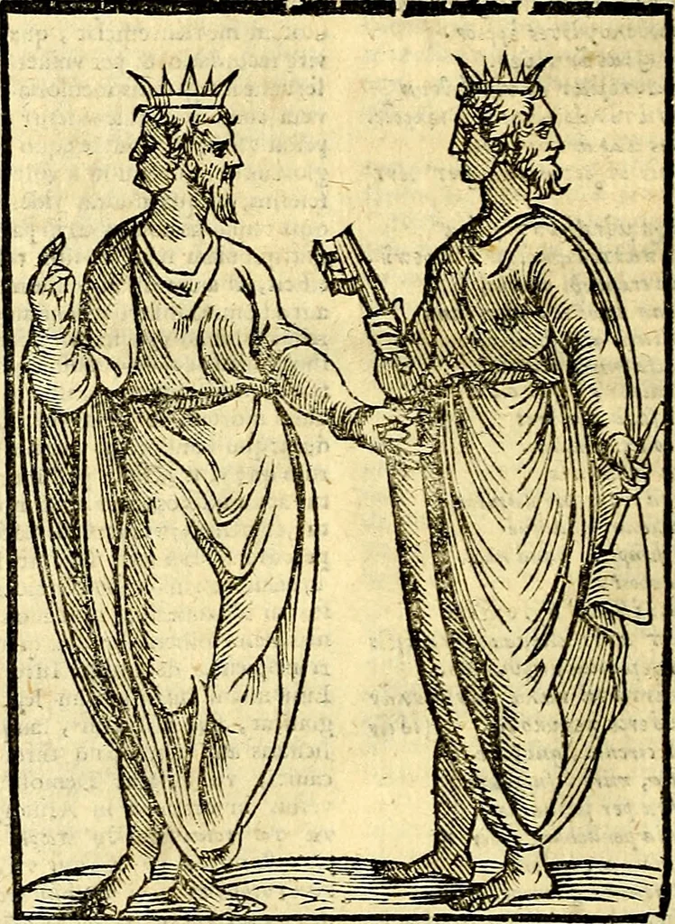 An illustration from Natalis Comitis Mythologiae sive Explicationis fabvlarvm libri decem, in qvibvs omnia prope natvralis et moralis philosophiæ dogmata in veterum fabulis contenta fuisse perspicuè demonstratur, 1616, leaf 107
