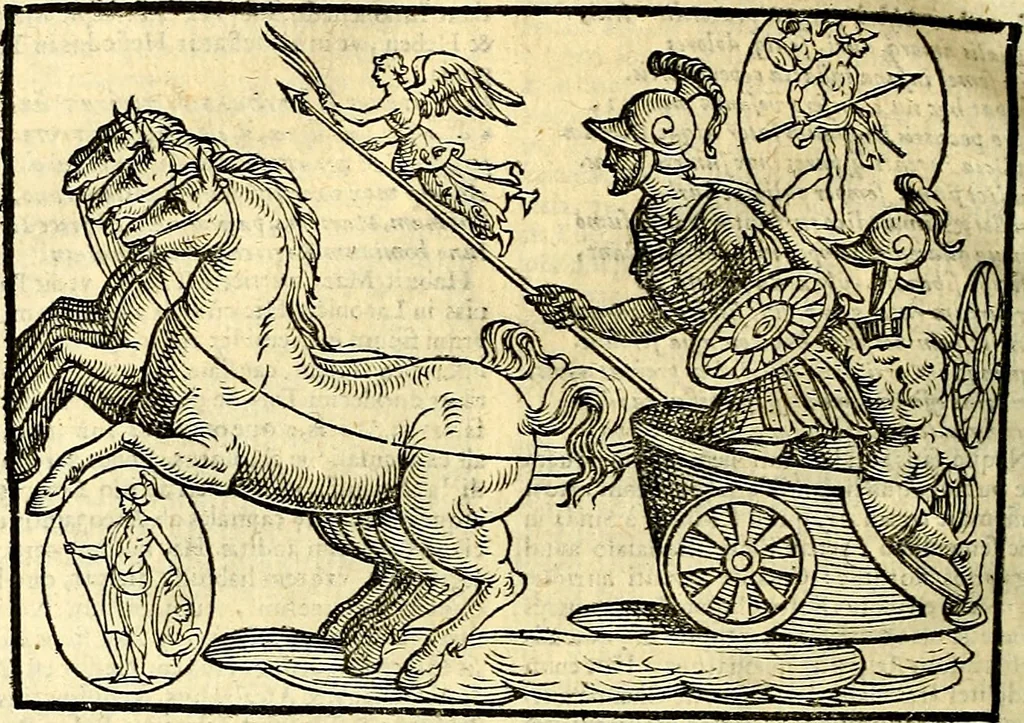 An illustration from Natalis Comitis Mythologiae sive Explicationis fabvlarvm libri decem, in qvibvs omnia prope natvralis et moralis philosophiæ dogmata in veterum fabulis contenta fuisse perspicuè demonstratur, 1616, leaf 129
