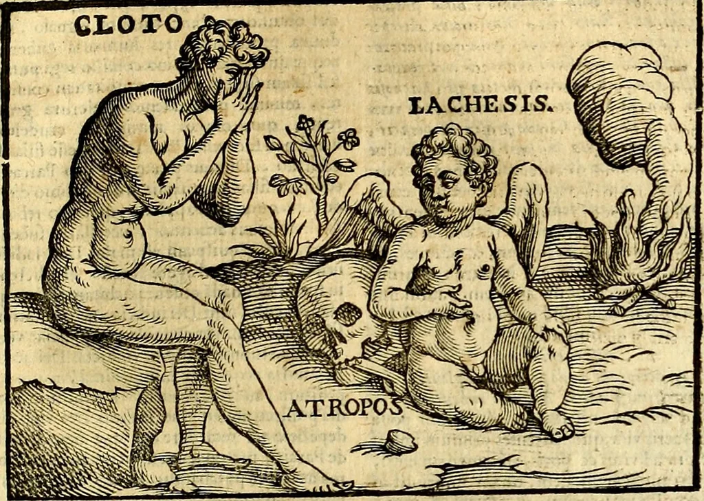 An illustration from Natalis Comitis Mythologiae sive Explicationis fabvlarvm libri decem, in qvibvs omnia prope natvralis et moralis philosophiæ dogmata in veterum fabulis contenta fuisse perspicuè demonstratur, 1616, leaf 154