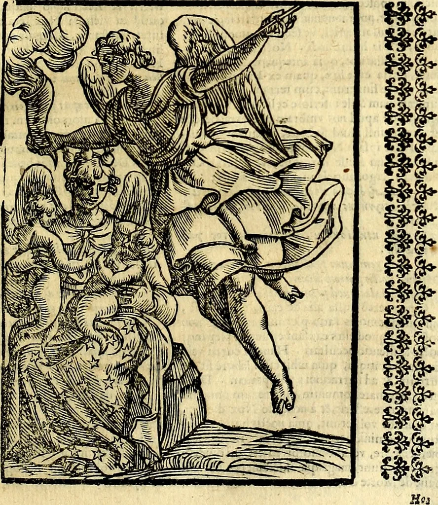 An illustration from Natalis Comitis Mythologiae sive Explicationis fabvlarvm libri decem, in qvibvs omnia prope natvralis et moralis philosophiæ dogmata in veterum fabulis contenta fuisse perspicuè demonstratur, 1616, leaf 166