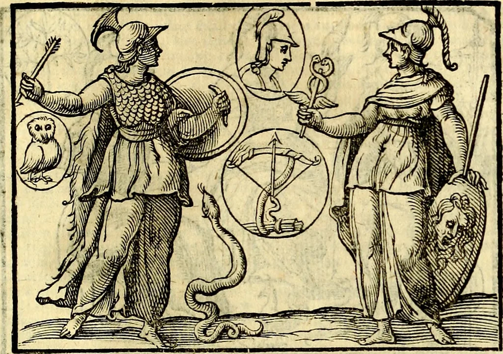 An illustration from Natalis Comitis Mythologiae sive Explicationis fabvlarvm libri decem, in qvibvs omnia prope natvralis et moralis philosophiæ dogmata in veterum fabulis contenta fuisse perspicuè demonstratur, 1616, leaf 206