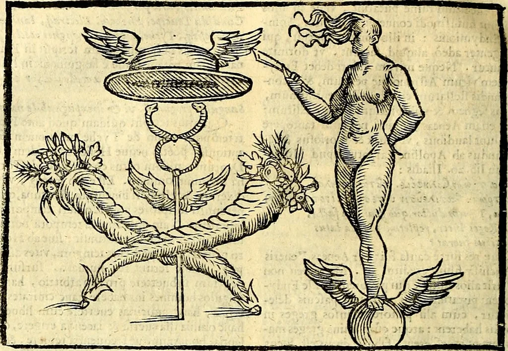 An illustration from Natalis Comitis Mythologiae sive Explicationis fabvlarvm libri decem, in qvibvs omnia prope natvralis et moralis philosophiæ dogmata in veterum fabulis contenta fuisse perspicuè demonstratur, 1616, leaf 223