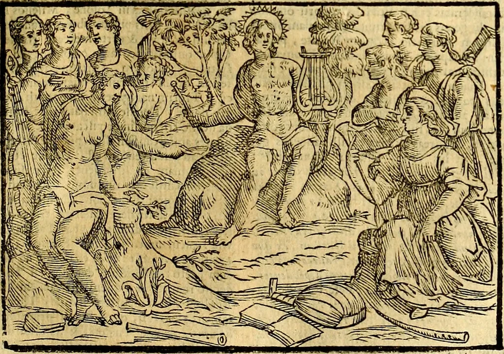An illustration from Natalis Comitis Mythologiae sive Explicationis fabvlarvm libri decem, in qvibvs omnia prope natvralis et moralis philosophiæ dogmata in veterum fabulis contenta fuisse perspicuè demonstratur, 1616, leaf 230