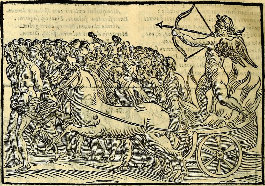 An illustration from Natalis Comitis Mythologiae sive Explicationis fabvlarvm libri decem, in qvibvs omnia prope natvralis et moralis philosophiæ dogmata in veterum fabulis contenta fuisse perspicuè demonstratur, 1616, leaf 265