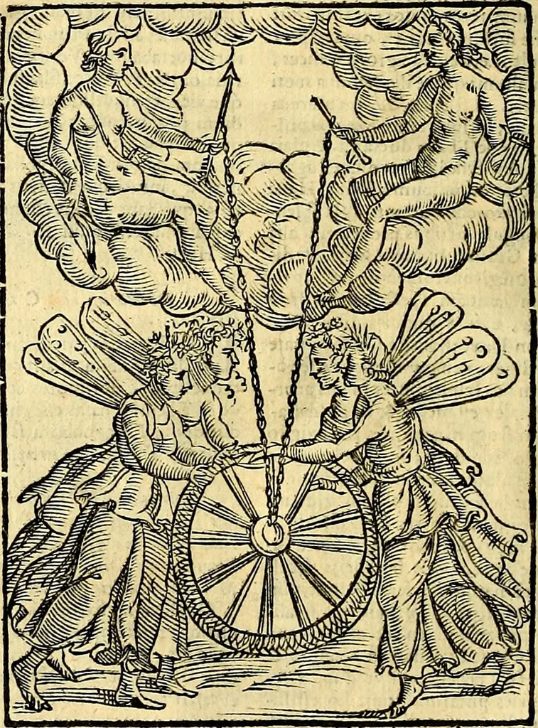 An illustration from Natalis Comitis Mythologiae sive Explicationis fabvlarvm libri decem, in qvibvs omnia prope natvralis et moralis philosophiæ dogmata in veterum fabulis contenta fuisse perspicuè demonstratur, 1616, leaf 271