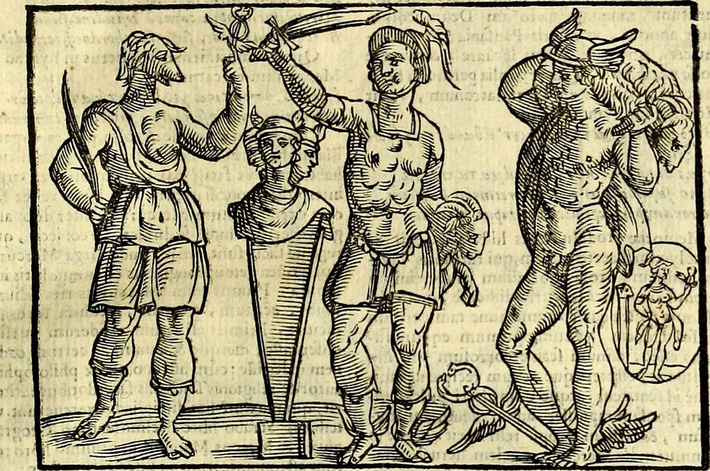 An illustration from Natalis Comitis Mythologiae sive Explicationis fabvlarvm libri decem, in qvibvs omnia prope natvralis et moralis philosophiæ dogmata in veterum fabulis contenta fuisse perspicuè demonstratur, 1616, leaf 284