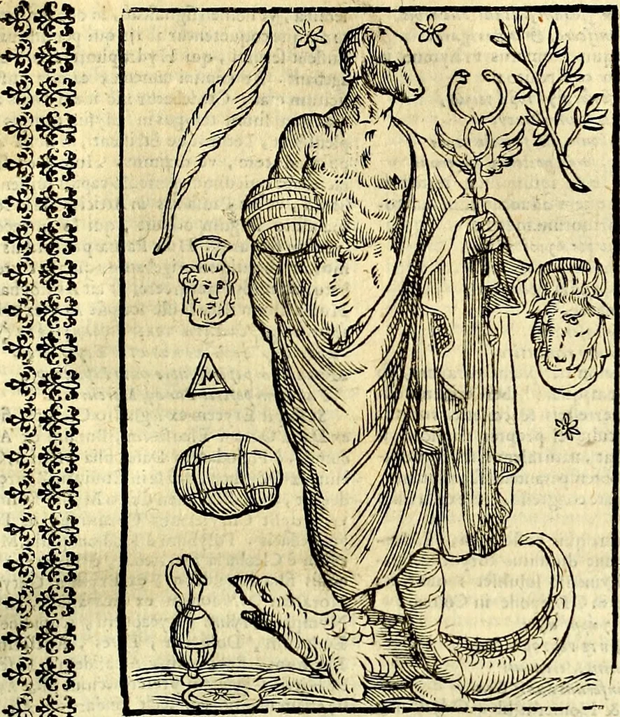 An illustration from Natalis Comitis Mythologiae sive Explicationis fabvlarvm libri decem, in qvibvs omnia prope natvralis et moralis philosophiæ dogmata in veterum fabulis contenta fuisse perspicuè demonstratur, 1616, leaf 286