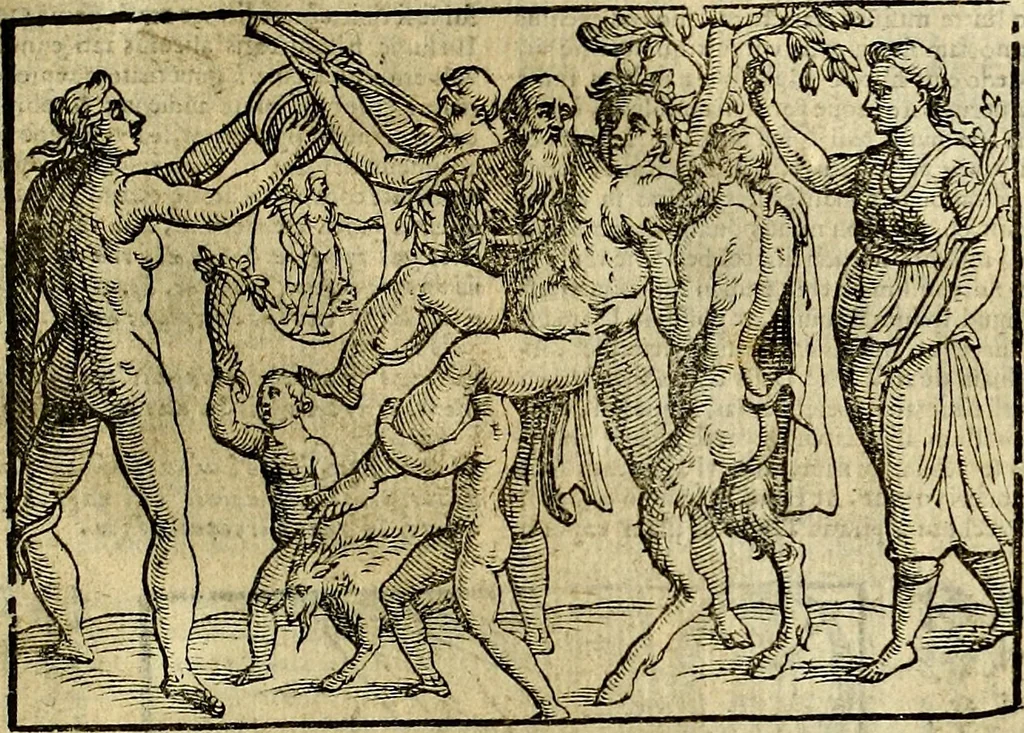 An illustration from Natalis Comitis Mythologiae sive Explicationis fabvlarvm libri decem, in qvibvs omnia prope natvralis et moralis philosophiæ dogmata in veterum fabulis contenta fuisse perspicuè demonstratur, 1616, leaf 310
