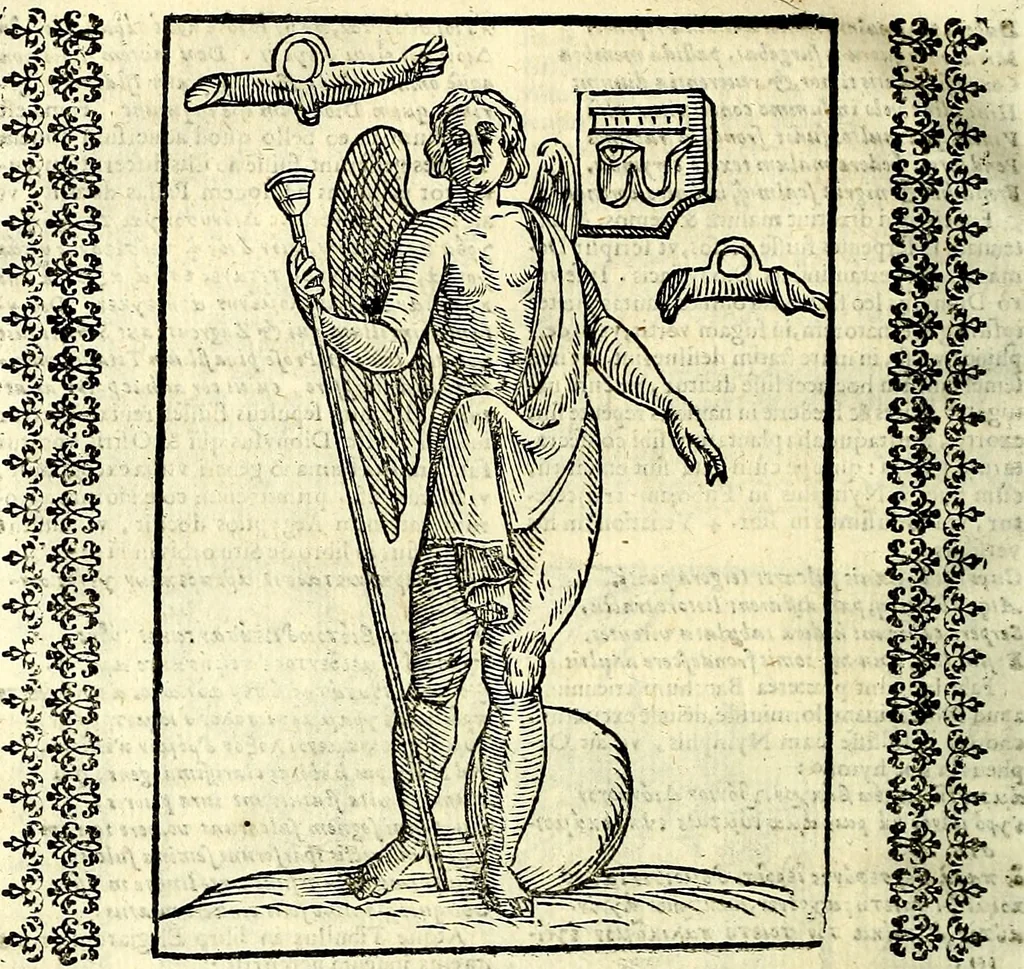 An illustration from Natalis Comitis Mythologiae sive Explicationis fabvlarvm libri decem, in qvibvs omnia prope natvralis et moralis philosophiæ dogmata in veterum fabulis contenta fuisse perspicuè demonstratur, 1616, leaf 313