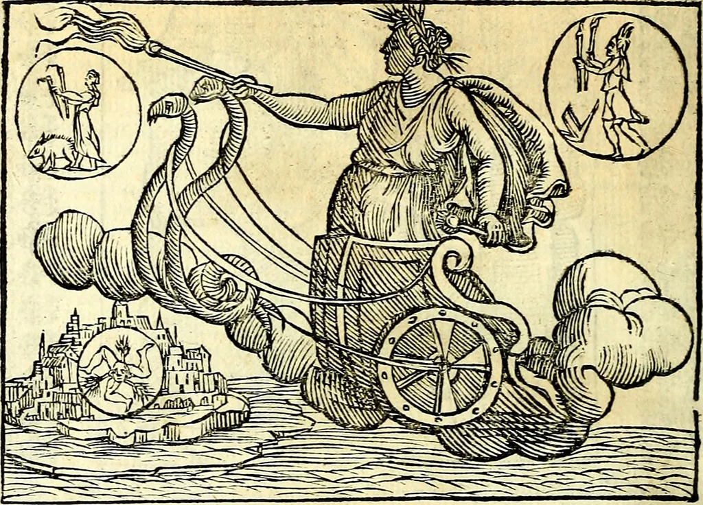 An illustration from Natalis Comitis Mythologiae sive Explicationis fabvlarvm libri decem, in qvibvs omnia prope natvralis et moralis philosophiæ dogmata in veterum fabulis contenta fuisse perspicuè demonstratur, 1616, leaf 325