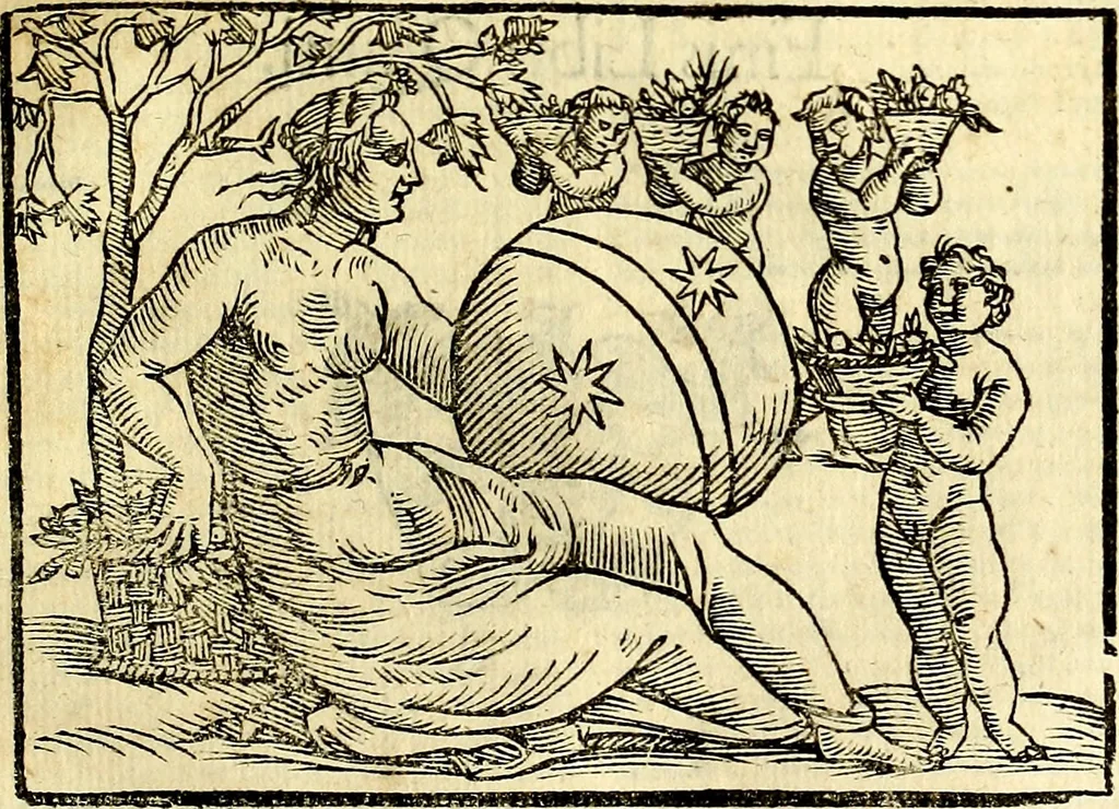 An illustration from Natalis Comitis Mythologiae sive Explicationis fabvlarvm libri decem, in qvibvs omnia prope natvralis et moralis philosophiæ dogmata in veterum fabulis contenta fuisse perspicuè demonstratur, 1616, leaf 342