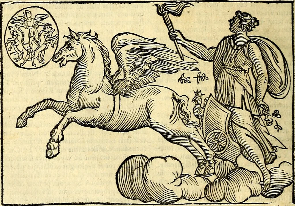 An illustration from Natalis Comitis Mythologiae sive Explicationis fabvlarvm libri decem, in qvibvs omnia prope natvralis et moralis philosophiæ dogmata in veterum fabulis contenta fuisse perspicuè demonstratur, 1616, leaf 347