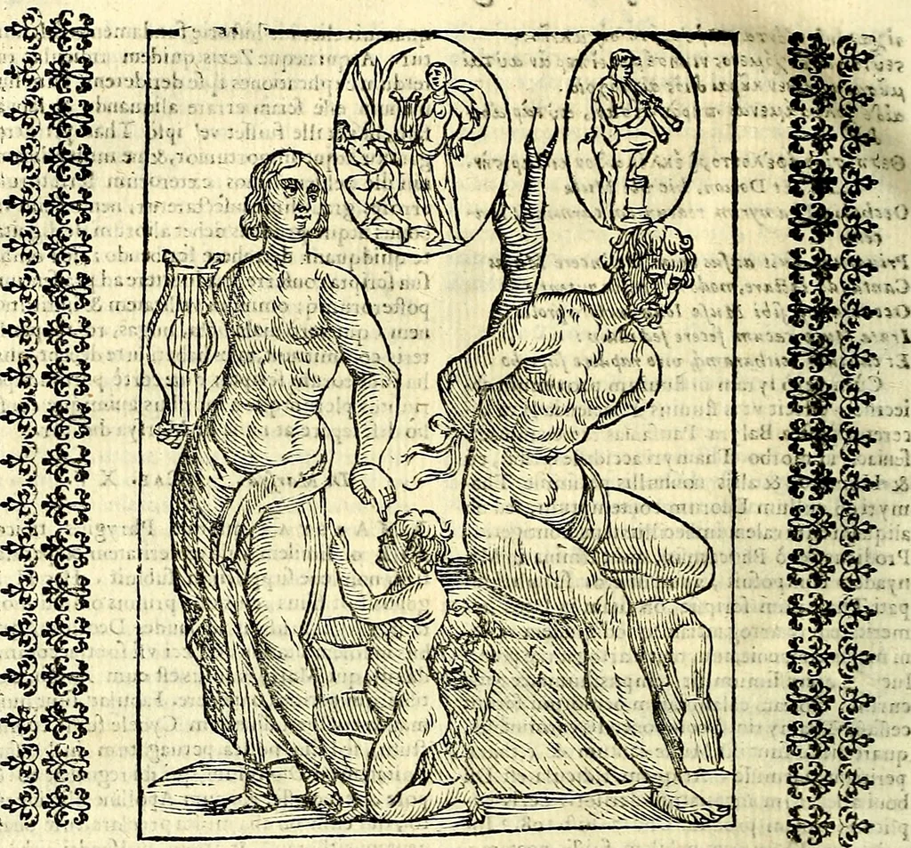 An illustration from Natalis Comitis Mythologiae sive Explicationis fabvlarvm libri decem, in qvibvs omnia prope natvralis et moralis philosophiæ dogmata in veterum fabulis contenta fuisse perspicuè demonstratur, 1616, leaf 377
